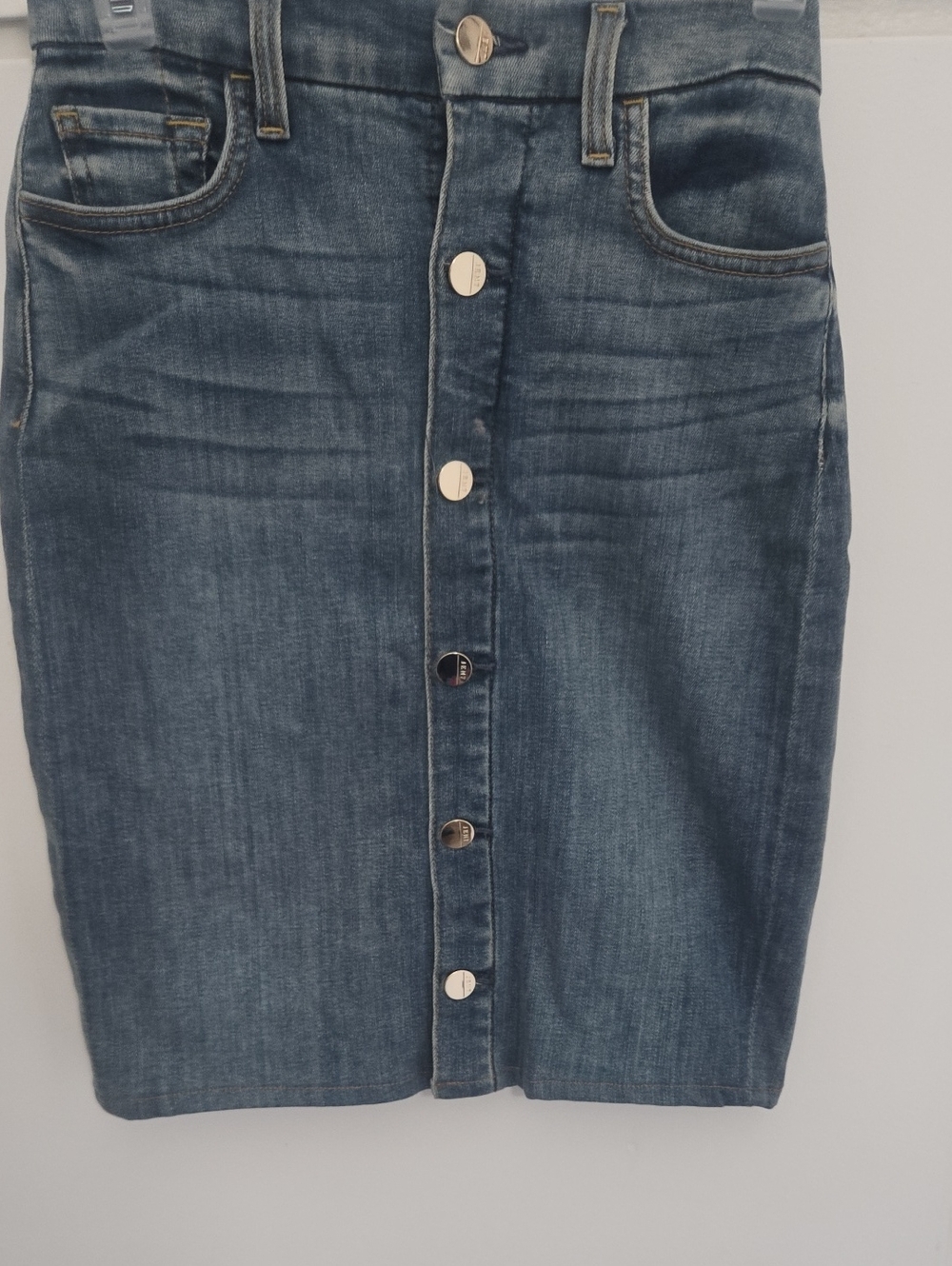 7 For All Mankind Light Blue Denim Waistband Detail